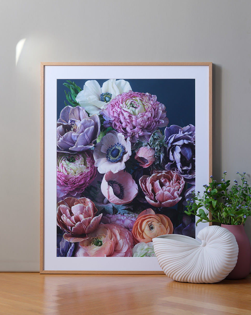 Monochrome beauty - spring flowers in vivid violet, flower fine art photography by Katrin Engler